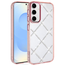 For Samsung S25+/S24+ Case Gem Bling Diamond Pattern Cover + Tempered Glass