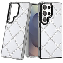 For Samsung S25 Ultra Case Gem Bling Diamond Pattern Cover + Tempered Glass