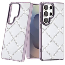 For Samsung S25 Ultra Case Gem Bling Diamond Pattern Cover + Tempered Glass