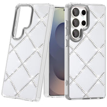 For Samsung S25 Ultra Case Gem Bling Diamond Pattern Cover + Tempered Glass