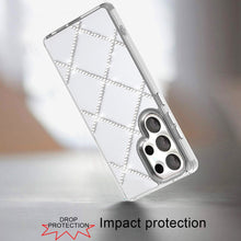 For Samsung S25 Ultra Case Gem Bling Diamond Pattern Cover + Tempered Glass