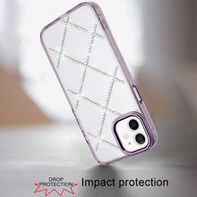 For iPhone 12/12 Pro Case Gem Bling Diamond Pattern Cover + Tempered Glass