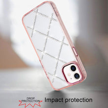 For iPhone 12/12 Pro Case Gem Bling Diamond Pattern Cover + Tempered Glass