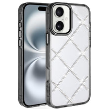 For iPhone 16 6.1inch Case Gem Bling Diamond Pattern Cover + Tempered Glass