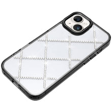 For iPhone 13/14 Case Gem Bling Diamond Pattern Rhinestone Cover +Tempered Glass