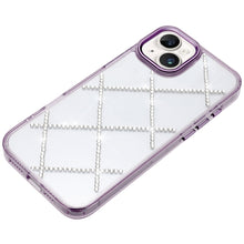 For iPhone 13/14 Case Gem Bling Diamond Pattern Rhinestone Cover +Tempered Glass