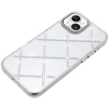 For iPhone 13/14 Case Gem Bling Diamond Pattern Rhinestone Cover +Tempered Glass