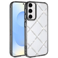 For Samsung S25/S24 Case Gem Bling Diamond Pattern Phone Cover + Tempered Glass