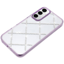 For Samsung S25/S24 Case Gem Bling Diamond Pattern Phone Cover + Tempered Glass