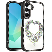For Samsung A16 5G Case Heart Shaped Crystals w/ Bling Border + Tempered Glass