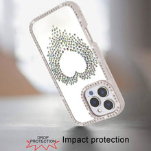 For iPhone 16 PRO MAX Case Heart Shaped Crystals w/ Bling Trim + Tempered Glass