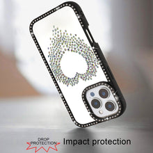 For iPhone 16 PRO MAX Case Heart Shaped Crystals w/ Bling Trim + Tempered Glass