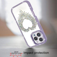 For iPhone 16 PRO MAX Case Heart Shaped Crystals w/ Bling Trim + Tempered Glass