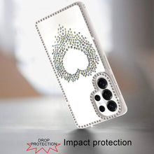 For Samsung S26 Ultra Heart Shaped Crystals w/ Bling Border Trim +Tempered Glass