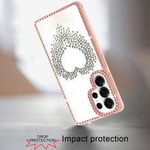 For Samsung S26 Ultra Heart Shaped Crystals w/ Bling Border Trim +Tempered Glass