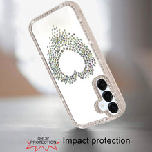 For Samsung S25 FE Case Heart Shaped Crystals with Bling Trim + Tempered Glass