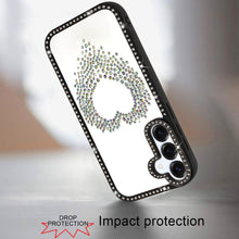 For Samsung S25 FE Case Heart Shaped Crystals with Bling Trim + Tempered Glass