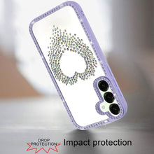 For Samsung S25 FE Case Heart Shaped Crystals with Bling Trim + Tempered Glass