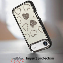 For iPhone Air Case Rhinestone Hearts with Bling Around Border + Tempered Glass