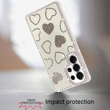 For Samsung S26 Ultra Case Rhinestone Hearts Bling Around Trim + Tempered Glass