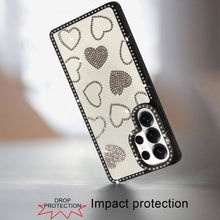 For Samsung S26 Ultra Case Rhinestone Hearts Bling Around Trim + Tempered Glass