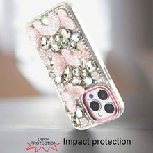 For iPhone 15 Pro Max Case Bling Diamond Large Butterflies + 2 Tempered Glass