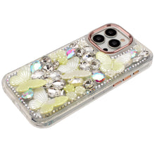 For iPhone 15 Pro Max Case Bling Diamond Large Butterflies + 2 Tempered Glass