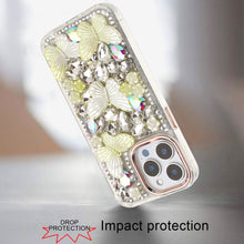 For iPhone 15 Pro Max Case Bling Diamond Large Butterflies + 2 Tempered Glass