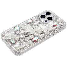 For iPhone 15 Pro Max Case Bling Diamond Large Butterflies + 2 Tempered Glass