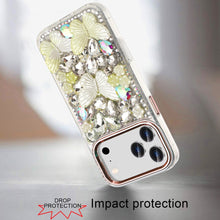 For iPhone 17 Pro Max Case Bling Diamond Large Butterflies Cover +Tempered Glass