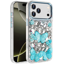 For iPhone 17 PRO Case Bling Diamond Large Butterflies Cover + Tempered Glass