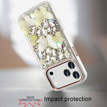 For iPhone 17 PRO Case Bling Diamond Large Butterflies Cover + Tempered Glass