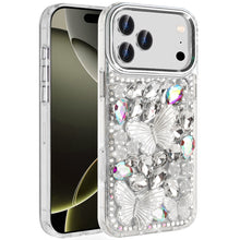For iPhone 17 PRO Case Bling Diamond Large Butterflies Cover + Tempered Glass