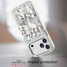 For iPhone 17 PRO Case Bling Diamond Large Butterflies Cover + Tempered Glass