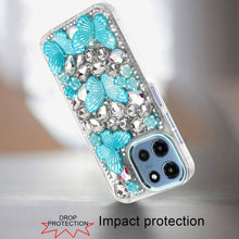 For Moto G 2025/2026/G Play 2026 Case Bling Diamond Butterflies + Tempered Glass