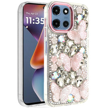 For Moto G 2025/2026/G Play 2026 Case Bling Diamond Butterflies + Tempered Glass