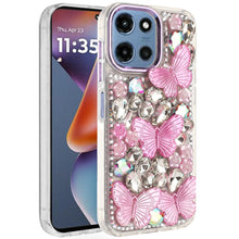 For Moto G 2025/2026/G Play 2026 Case Bling Diamond Butterflies + Tempered Glass