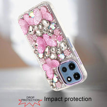 For Moto G 2025/2026/G Play 2026 Case Bling Diamond Butterflies + Tempered Glass