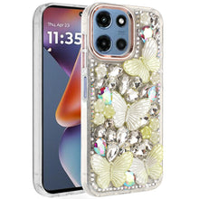 For Moto G 2025 Case Bling Diamond with Large Butterflies Cover + Tempered Glass