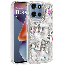 For Moto G 2025 Case Bling Diamond with Large Butterflies Cover + Tempered Glass