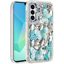 For Samsung A16 5G Case Bling Diamond Large Butterflies Cover + Tempered Glass