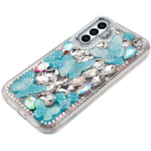 For Samsung A16 5G Case Bling Diamond Large Butterflies Cover + Tempered Glass