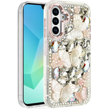 For Samsung A16 5G Case Bling Diamond Large Butterflies Cover + Tempered Glass