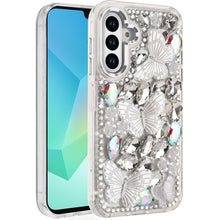 For Samsung A16 5G Case Bling Diamond Large Butterflies Cover + Tempered Glass
