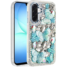 For Samsung A17 5G Case Bling Diamond Large Butterflies Cover + Tempered Glass