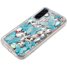 For Samsung A17 5G Case Bling Diamond Large Butterflies Cover + Tempered Glass