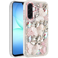 For Samsung A17 5G Case Bling Diamond Large Butterflies Cover + Tempered Glass