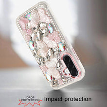 For Samsung A17 5G Case Bling Diamond Large Butterflies Cover + Tempered Glass