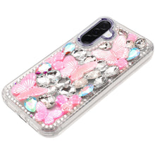 For Samsung A17 5G Case Bling Diamond Large Butterflies Cover + Tempered Glass