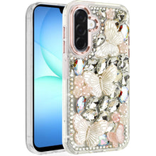For Samsung A17 5G Case Bling Diamond Large Butterflies Cover + Tempered Glass